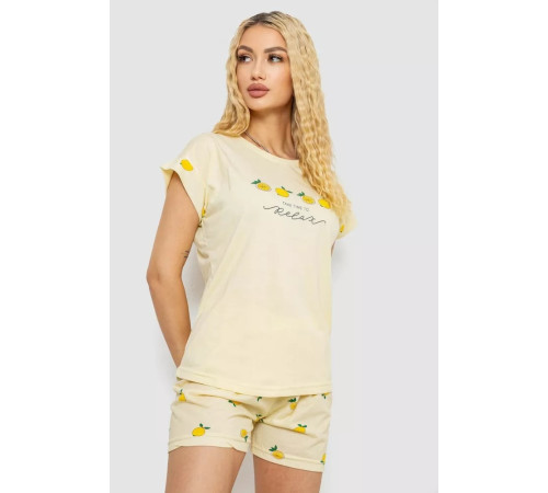 Женская пижама с принтом, цвет желтый, 243R2100