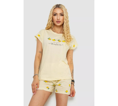 Женская пижама с принтом, цвет желтый, 243R2100