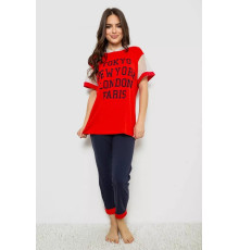 Жіноча піжама з принтом, колір червоний, 243R1600-030