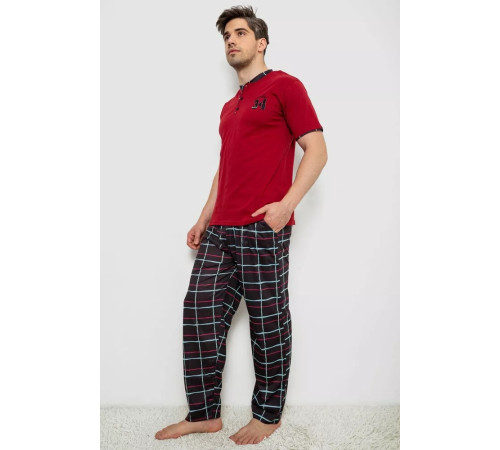 Піжама чоловіча з принтом, колір бордовий, 243R1006