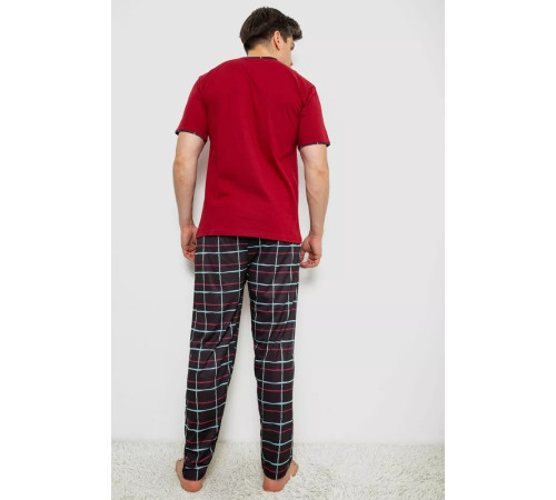 Піжама чоловіча з принтом, колір бордовий, 243R1006