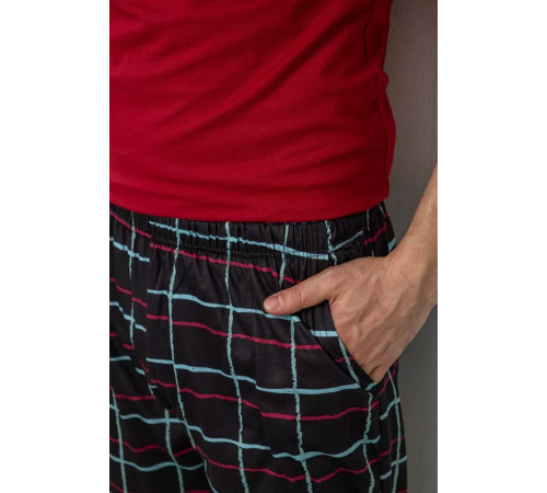 Піжама чоловіча з принтом, колір бордовий, 243R1006