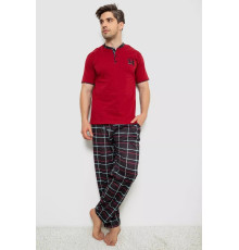 Піжама чоловіча з принтом, колір бордовий, 243R1006