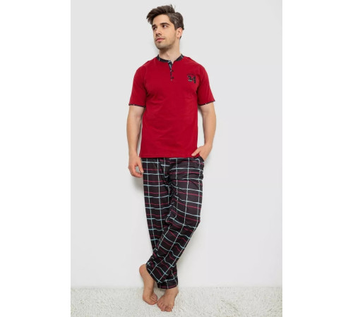 Піжама чоловіча з принтом, колір бордовий, 243R1006