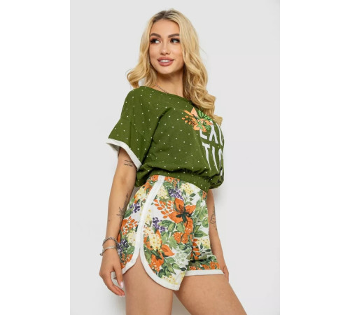 Женская пижама с принтом, цвет зеленый, 243R15452