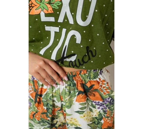 Женская пижама с принтом, цвет зеленый, 243R15452