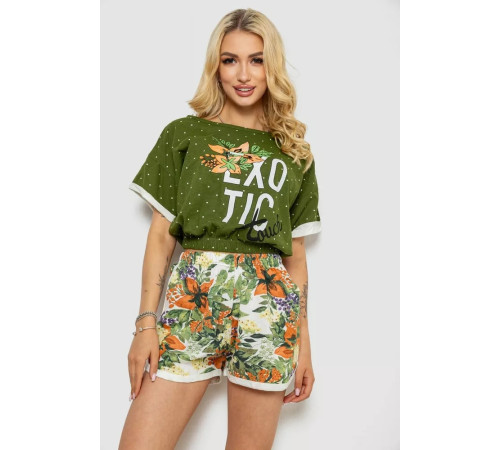 Женская пижама с принтом, цвет зеленый, 243R15452