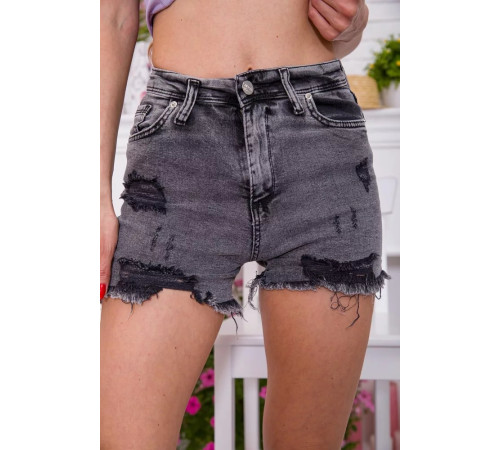 Джинсові жіночі шорти, сірого кольору рвані, 164R523