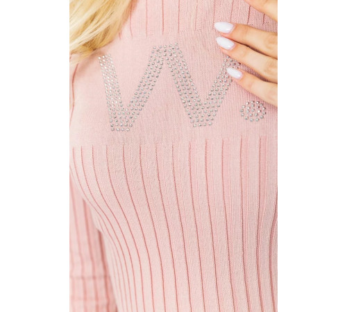 Сукня в'язана в рубчик, колір пудровий, 204R173