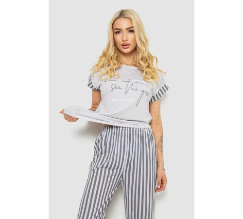 Женская пижама с принтом, цвет серый, 243R2074