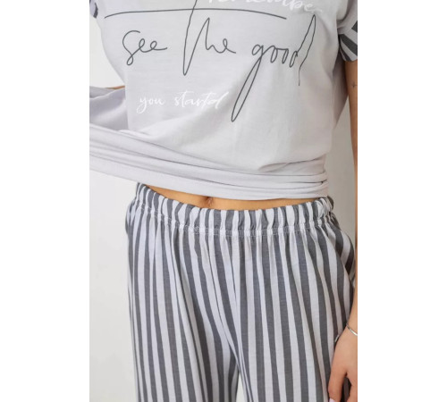 Женская пижама с принтом, цвет серый, 243R2074