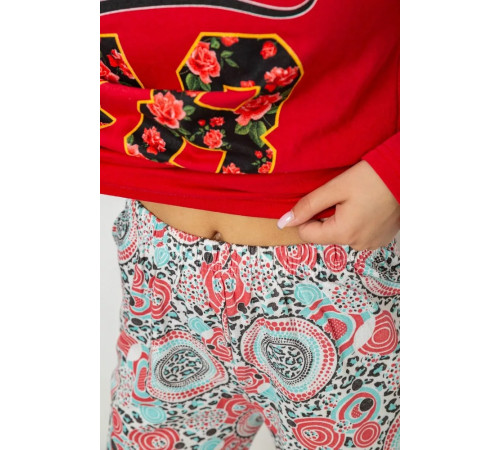 Піжама жіноча на флісі, колір червоний, 243R04256