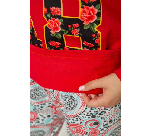 Піжама жіноча на флісі, колір червоний, 243R04256