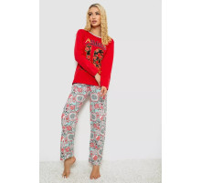 Пижама женская на флисе, цвет красный, 243R04256