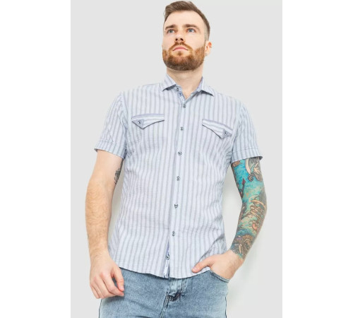 Сорочка чоловіча в смужку, колір сіро-блакитний, 186R0618