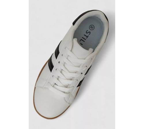 Кросівки жіночі шкіра, колір біло-чорний, 248RL2420-6