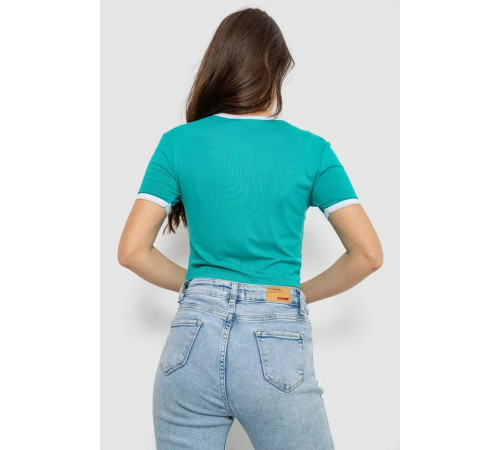 Футболка-топ жіноча з принтом, колір бірюзовий, 244R604