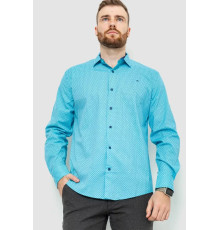 Сорочка чоловіча класична з принтом, колір бірюзово-синій, 214R7400
