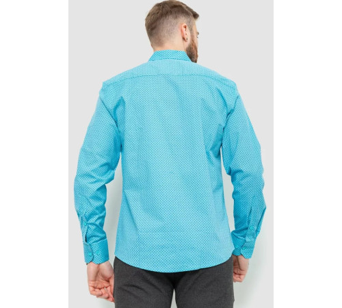 Сорочка чоловіча класична з принтом, колір бірюзово-синій, 214R7400