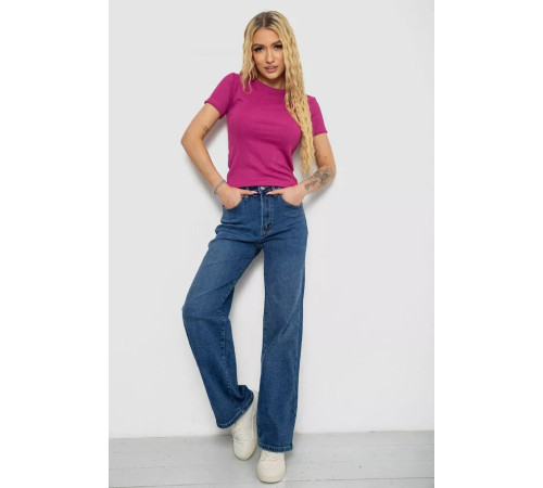 Женская футболка в рубчик, цвет фуксия, 238R123-2