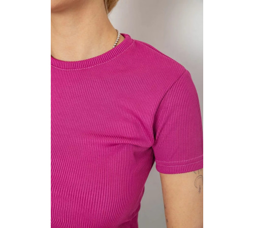 Женская футболка в рубчик, цвет фуксия, 238R123-2