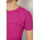Женская футболка в рубчик, цвет фуксия, 238R123-2