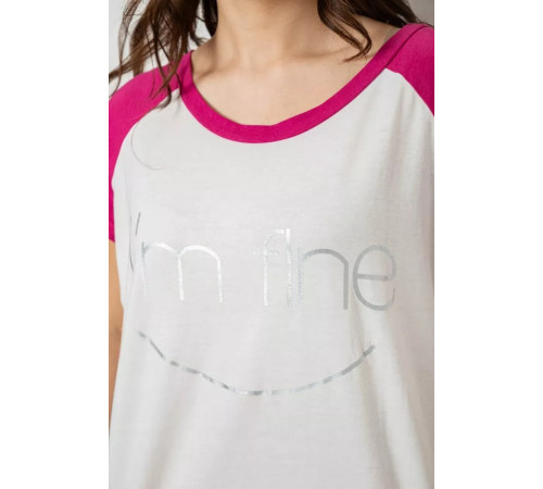 Жіноча піжама з принтом, колір молочний, 243R1600-026