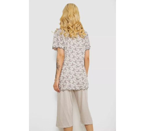 Женская пижама с принтом, цвет бежевый, 243R6968