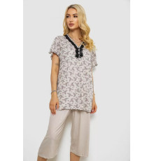 Женская пижама с принтом, цвет бежевый, 243R6968