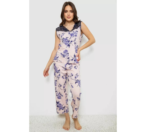 Пижама женская с принтом, цвет персиковый, 243R1600-018.