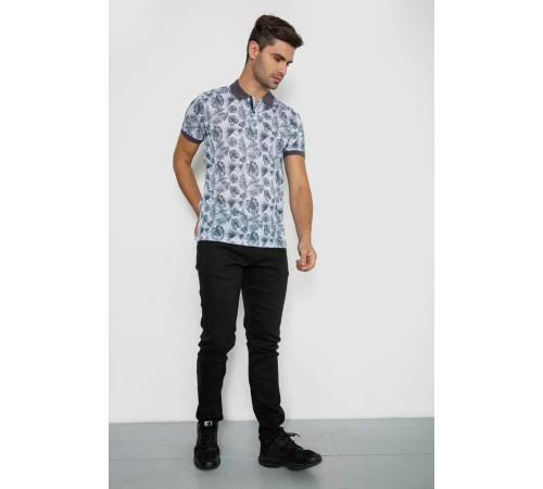 Поло мужское с принтом, цвет бело-зеленый, 247R311