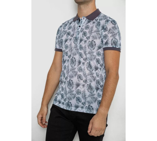 Поло мужское с принтом, цвет бело-зеленый, 247R311