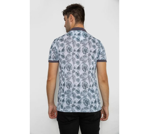 Поло мужское с принтом, цвет бело-зеленый, 247R311