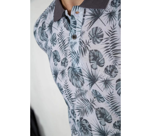 Поло мужское с принтом, цвет бело-зеленый, 247R311