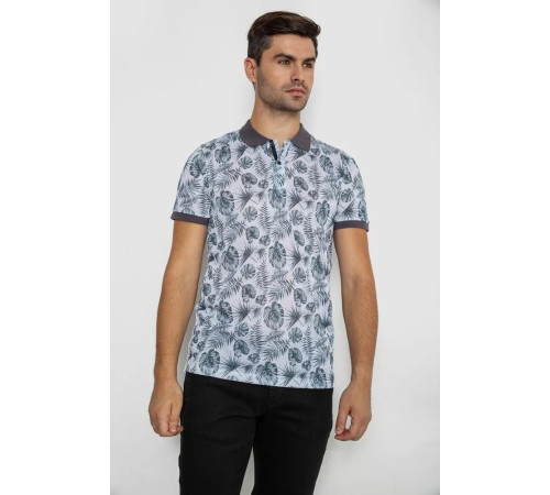 Поло мужское с принтом, цвет бело-зеленый, 247R311