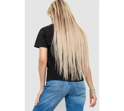 Футболка жіноча з принтом, колір чорний, 221R3008-1