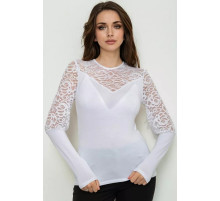 Тонкий женский лонгслив, цвет белый, 186R621.