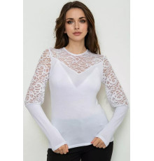 Тонкий женский лонгслив, цвет белый, 186R621.