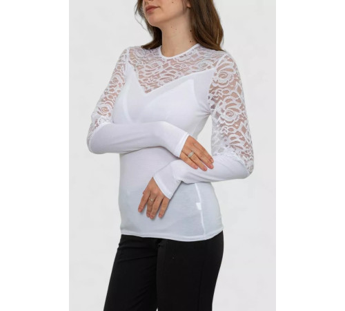 Тонкий жіночий лонгслів, колір білий, 186R621