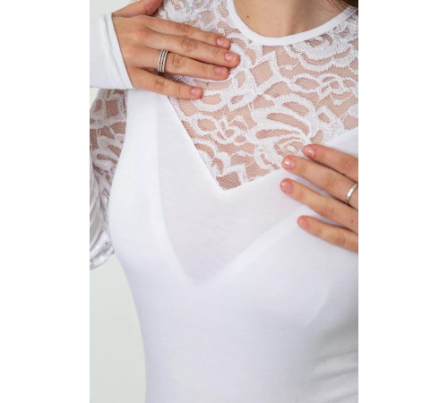 Тонкий жіночий лонгслів, колір білий, 186R621