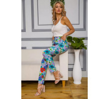 Женские брюки на резинке, мятного цвета с узором, 172R076-1.