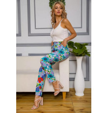 Жіночі штани на резинці, м'ятного кольору з узором, 172R076-1