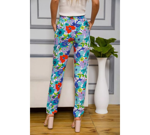 Жіночі штани на резинці, м'ятного кольору з узором, 172R076-1