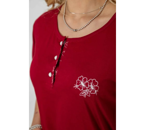 Піжама жіноча з принтом, колір бордовий, 243R6890