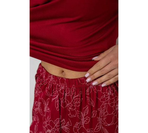 Піжама жіноча з принтом, колір бордовий, 243R6890
