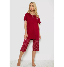 Піжама жіноча з принтом, колір бордовий, 243R6890