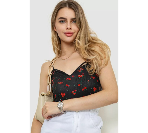 Женская майка с цветочным принтом, цвет черный, 244R180