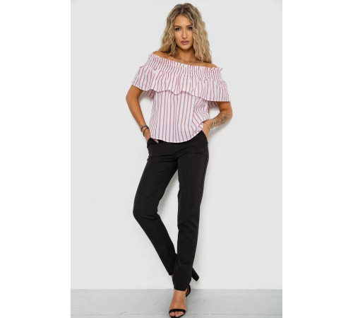 Блуза в полоску, цвет бело-красный, 244R302-1.