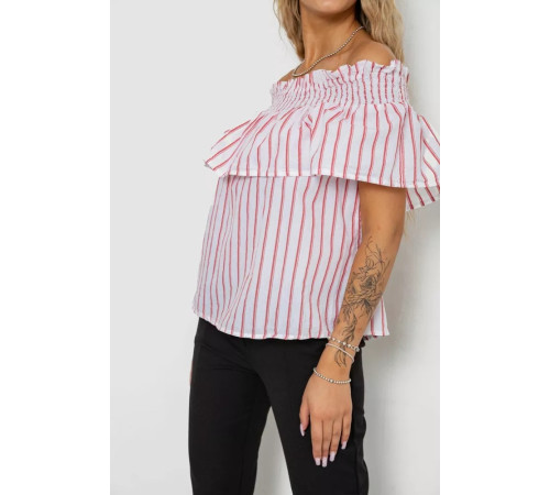 Блуза в полоску, цвет бело-красный, 244R302-1.