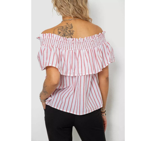 Блуза в полоску, цвет бело-красный, 244R302-1.